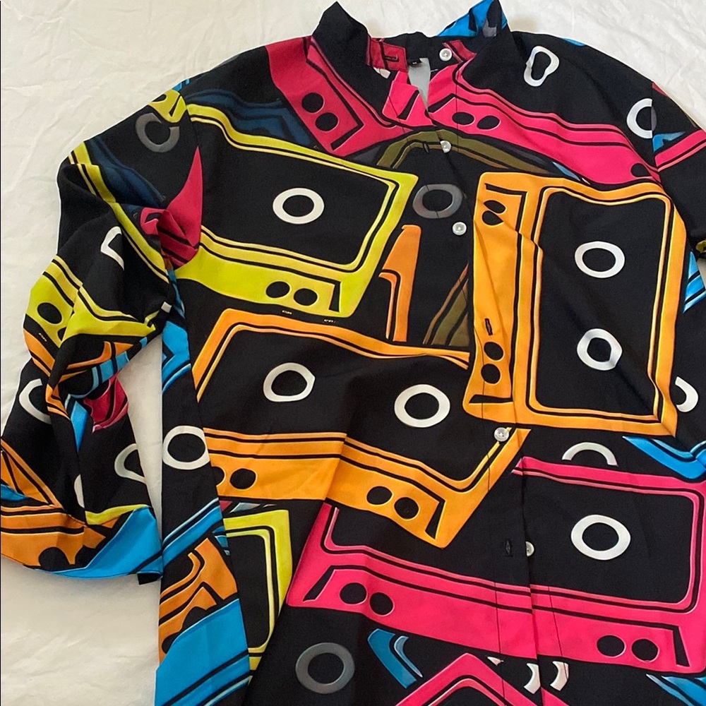 Fun 80’s Colorful Graphic Long Sleeve Shirt
